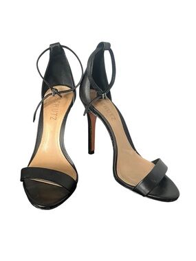 Schutz Women's Heel Cadey-Lee Stiletto Sandal Ankle Strap Black Size 5